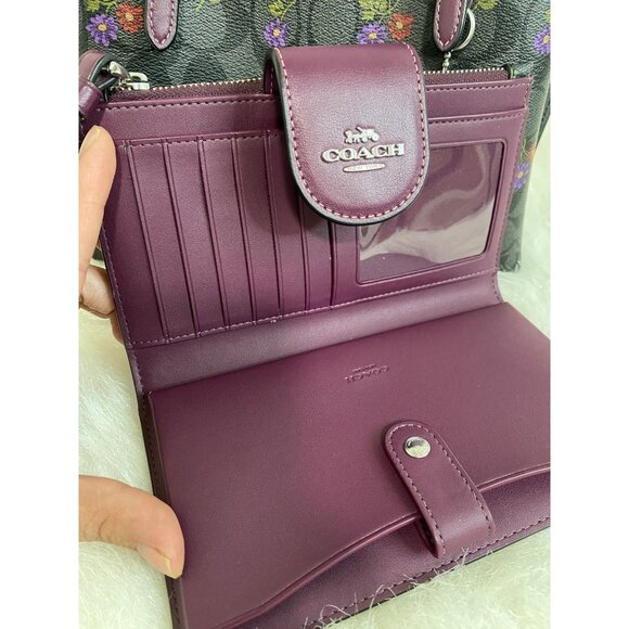 Coach Mollie Tote Bag 25 Canvas Country Floral Print & Matching Wallet Leather - Picture 12 of 16